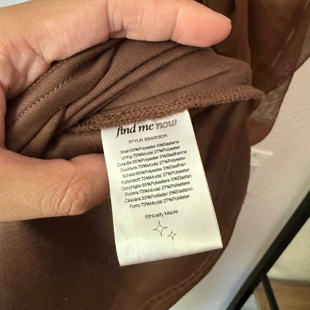 FIND ME NOW brown mesh knit asymmetrical sleeveless midi dress - Picture 5 of 5